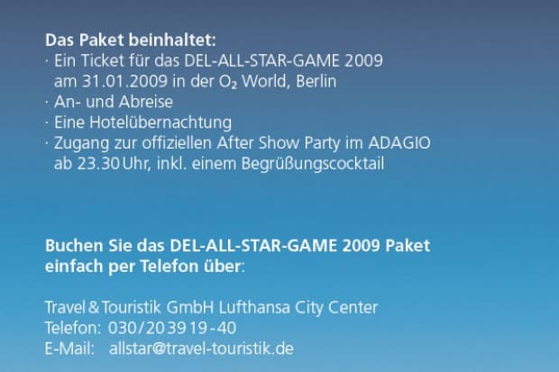 All inclusive Angebot zum DEL-ALL-STAR-GAME - für 115 EUR gibt es Ticket, An- und Abreise und Übernachtung