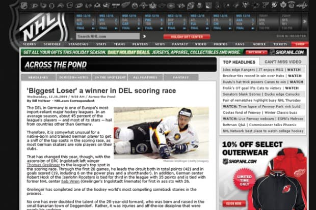 Topscorer Thomas Greilinger im Fokus der NHL