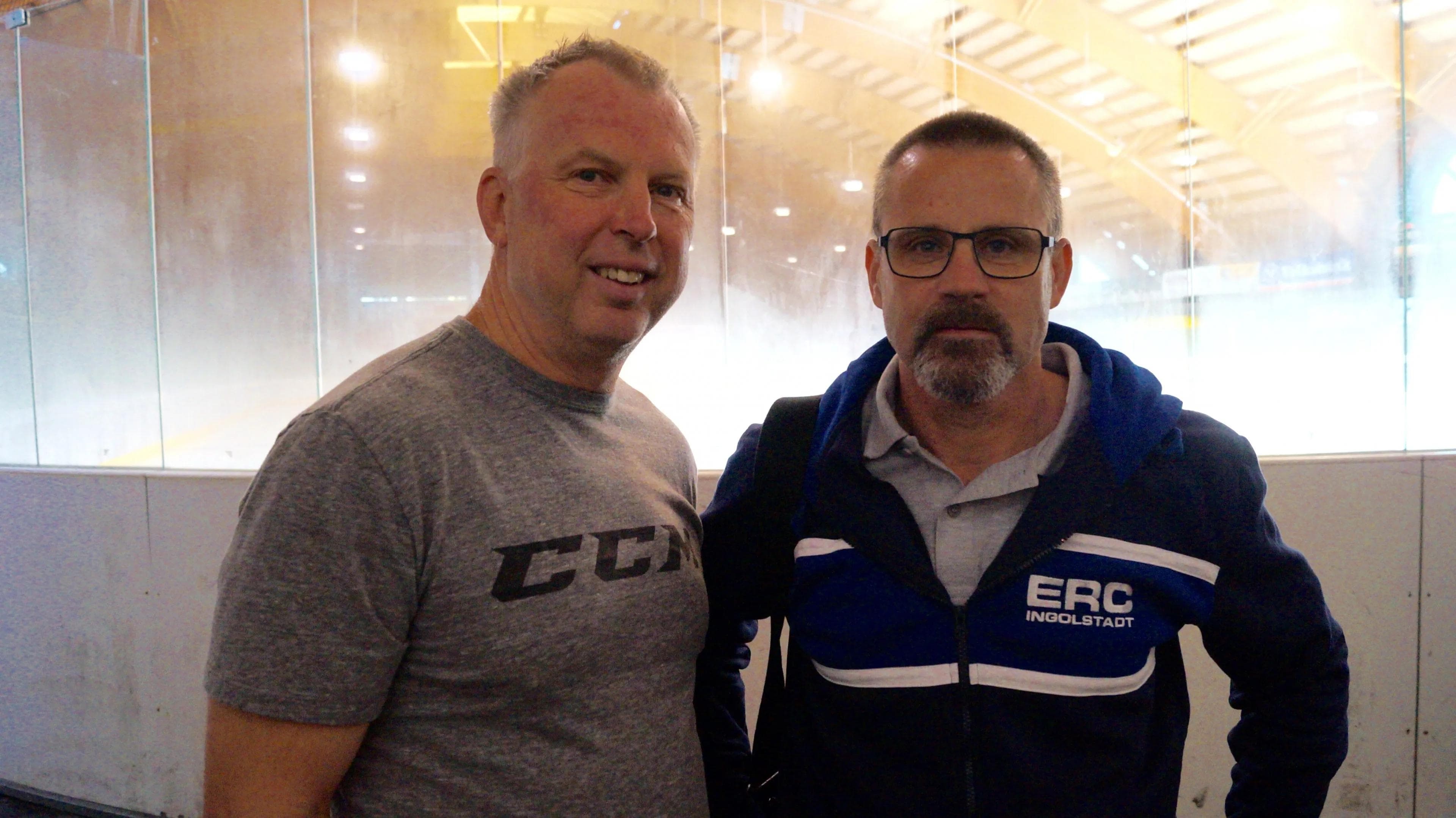 Rob Daum (Linz, links) und Tommy Samuelsson (Ingolstadt) kennen sich bereits aus der österreichischen Liga. Heute gibt es beim Vinschgau Cup ein Wiedersehen mit Finalcharakter. Foto: Martin Wimösterer