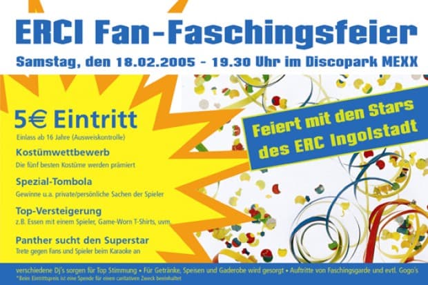 Samstag großer Fan-Fasching im Discopark Mexx mit kompletter Mannschaft