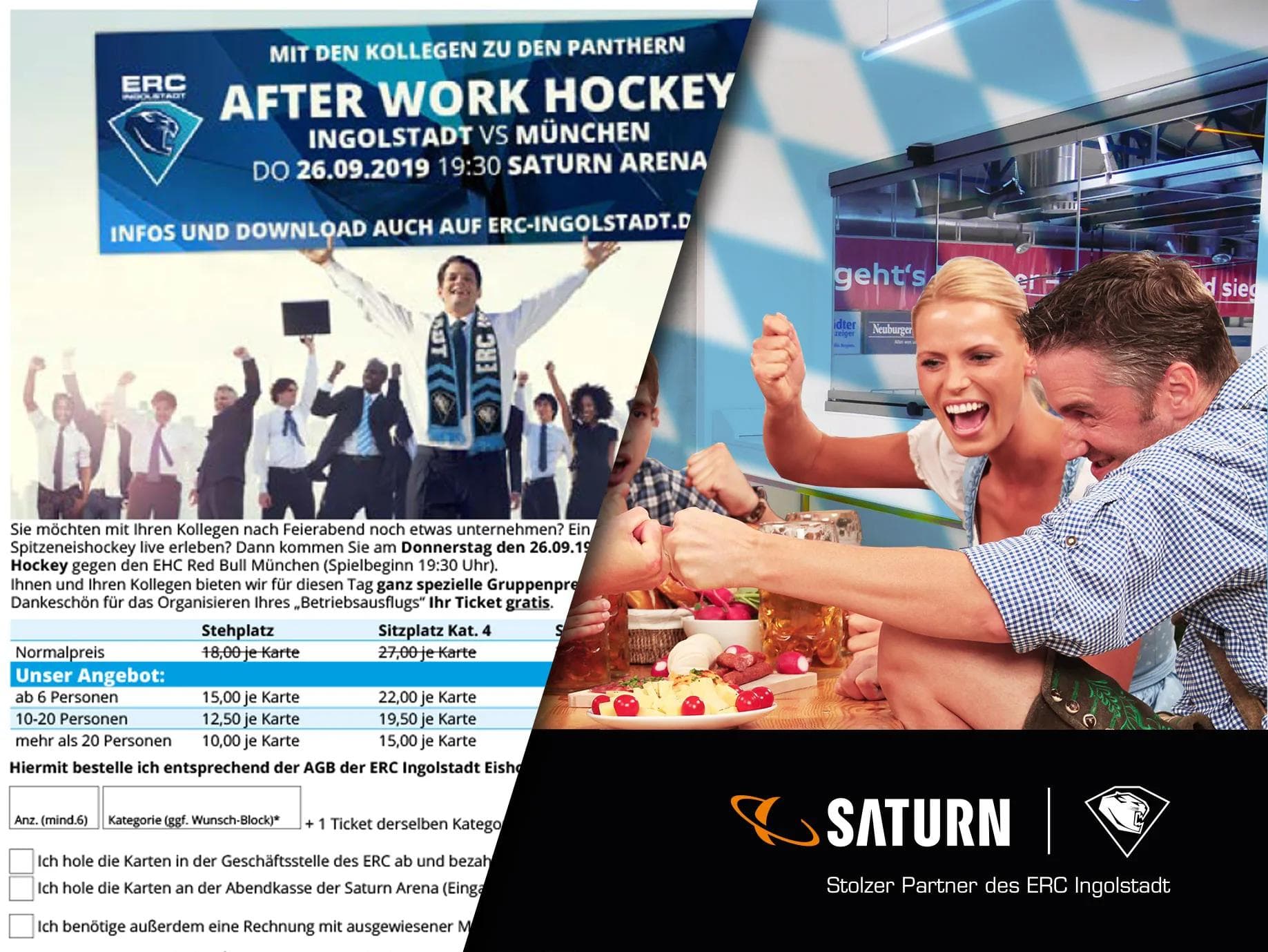 Noch schnell Tickets für das After Work Hockey sichern und beim SATURN Wiesn-Loge-Gewinnspiel teilnehmen.