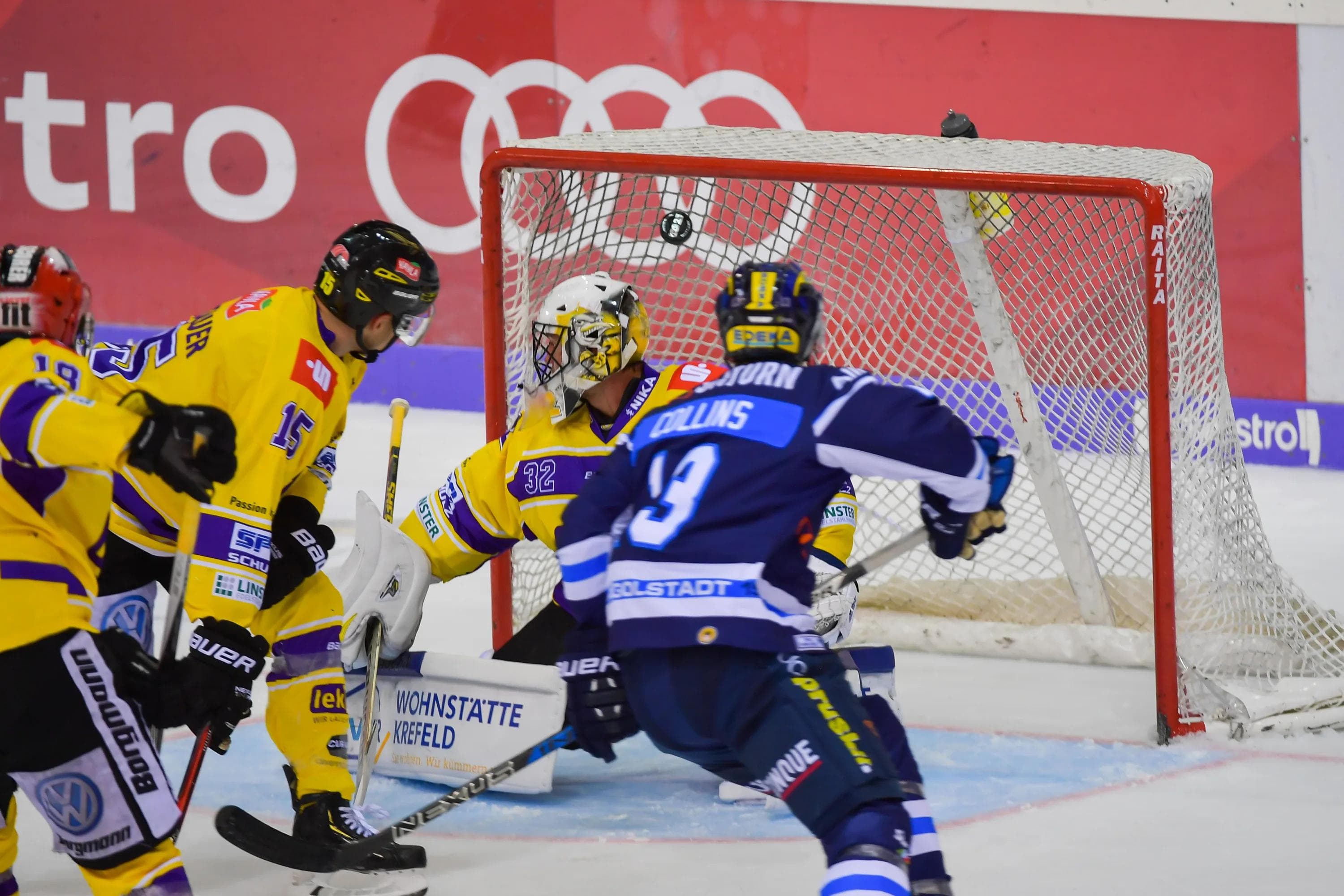 Szene aus dem Hinspiel: Mike Collins netzte ein. Foto: Oliver Strisch / st-foto.de