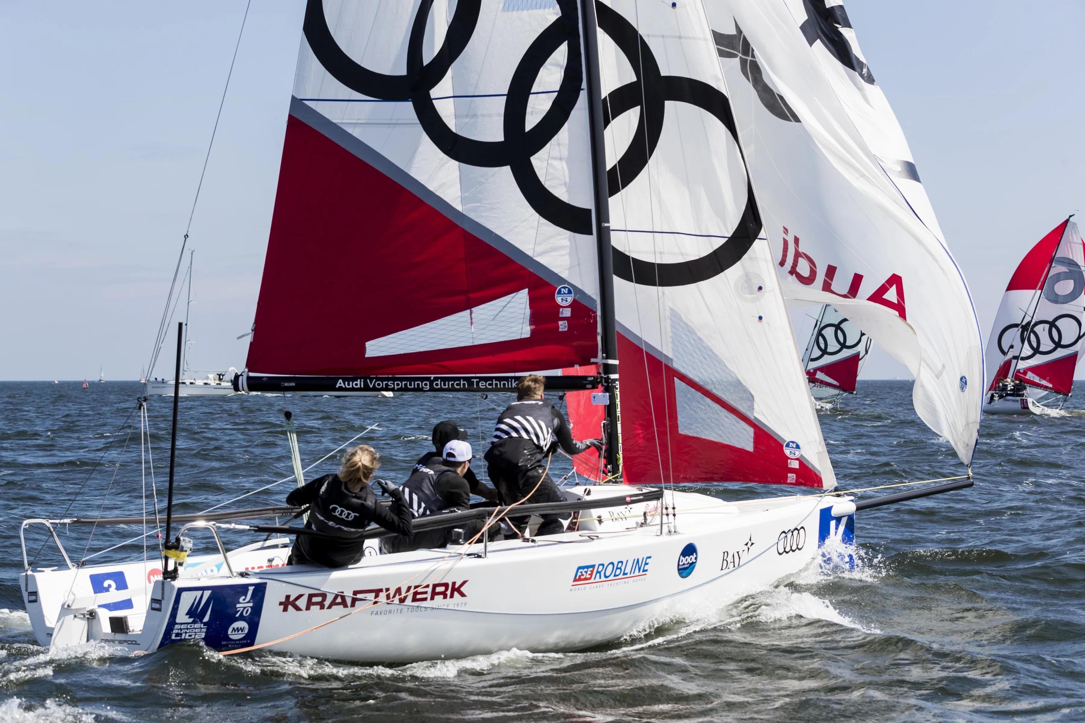 Das Boot "Pucks & Pille" mit Fabio Wagner und Laurin Braun beim e-tron Cup.

Foto: Audi AG / Richard Walch