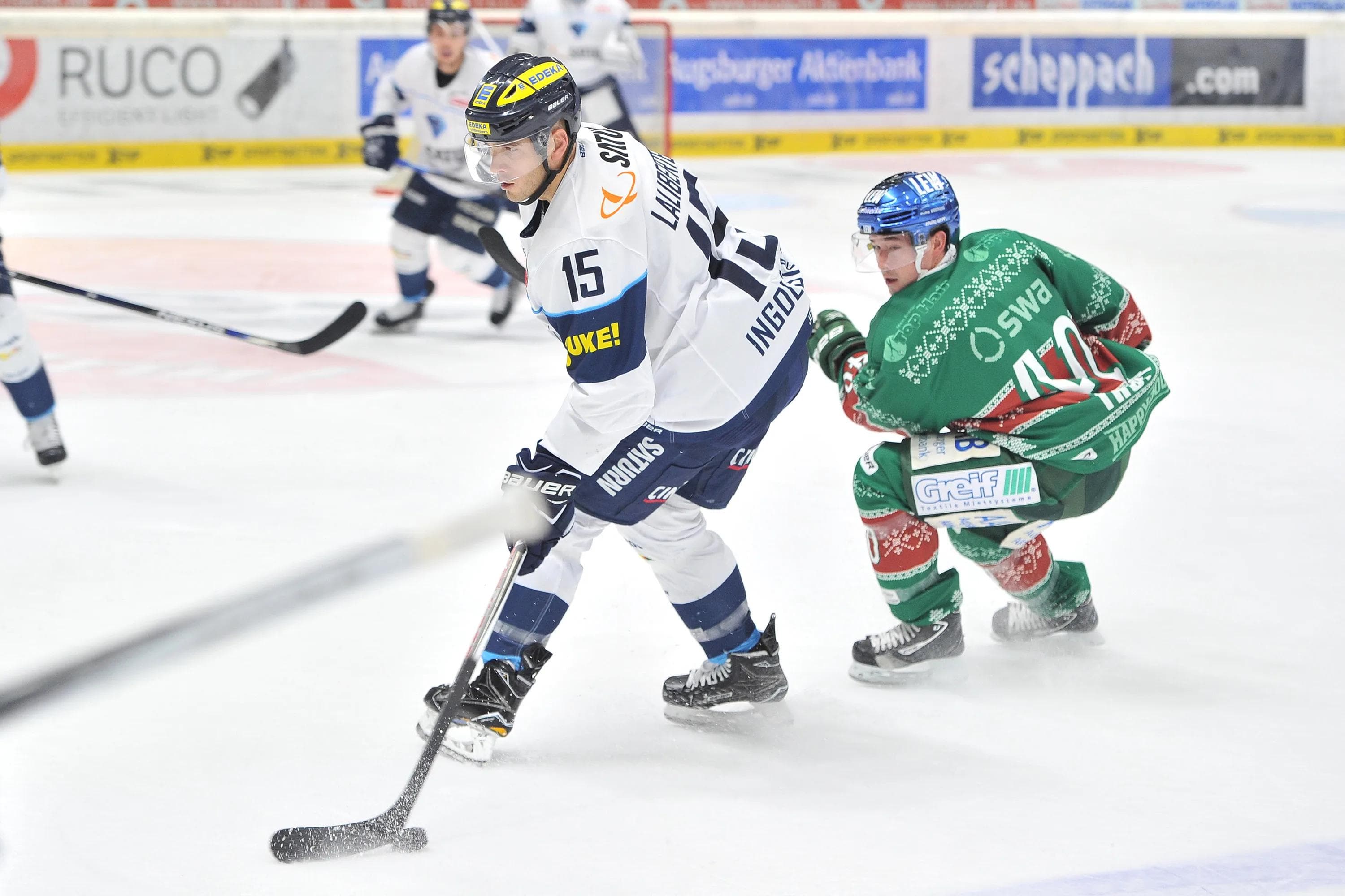 John Laliberte (hier im vorigen Vergleich gegen Augsburg) gibt sein Comeback. Foto: st-foto.de / Traub