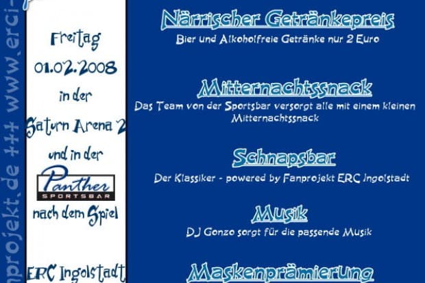 Heute Abend gibt es eine After-Game und Faschingsparty