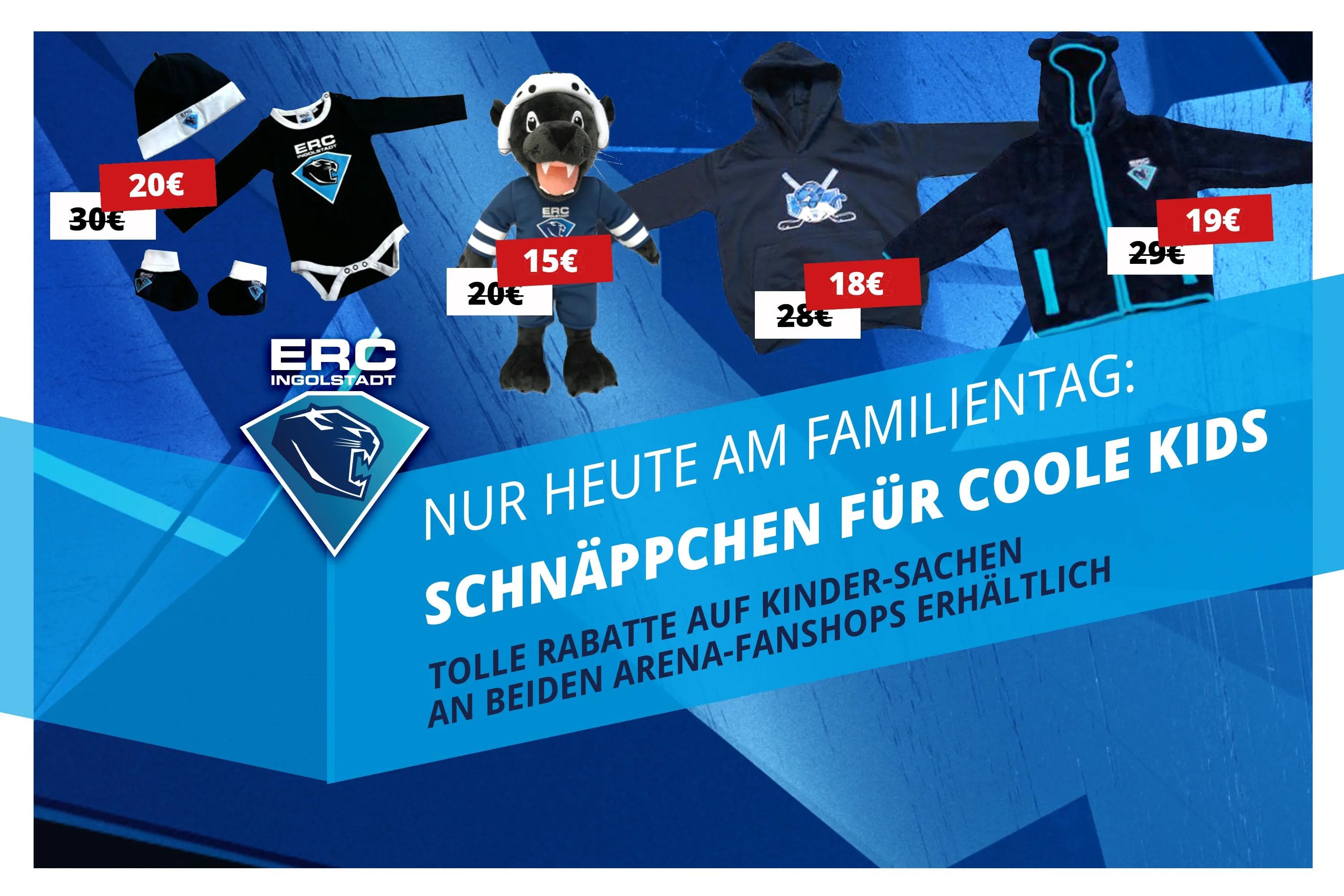 Familientag-Rabatte auf Kinder-Fanartikel - nur heute zum Familientag in der Arena.