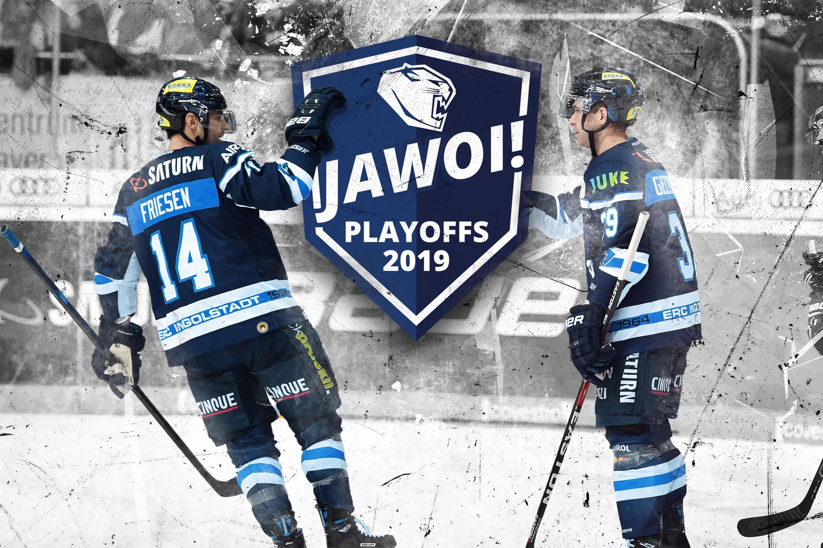 Der Playoff-Slogan ist eine Hommage an Thomas Greilinger, das Playoff-Logo ein Querverweis auf die Wehrhaftigkeit der Schanzer. Grafik mit Foto von Johannes Traub / st-foto