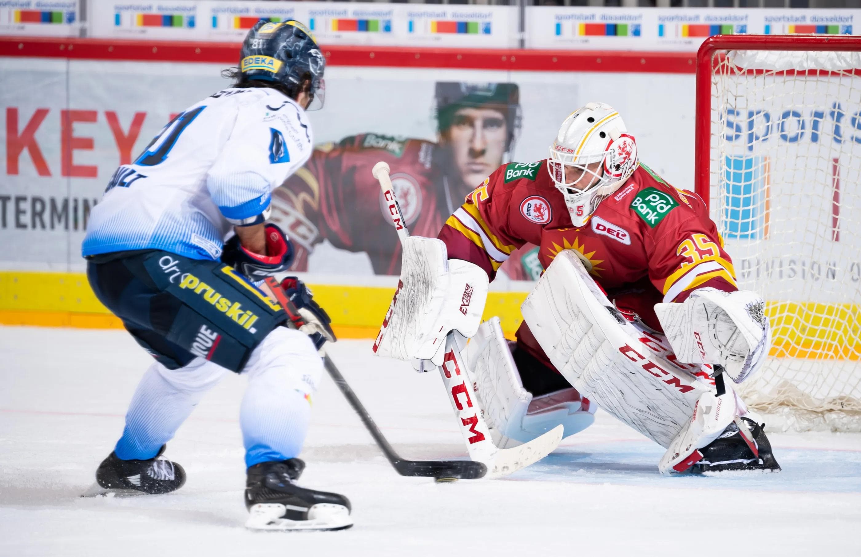 Der entscheidende Penalty. Kris Foucault sicherte den Panthern im  Shootout den Extrapunkt. 
Foto: City-Press