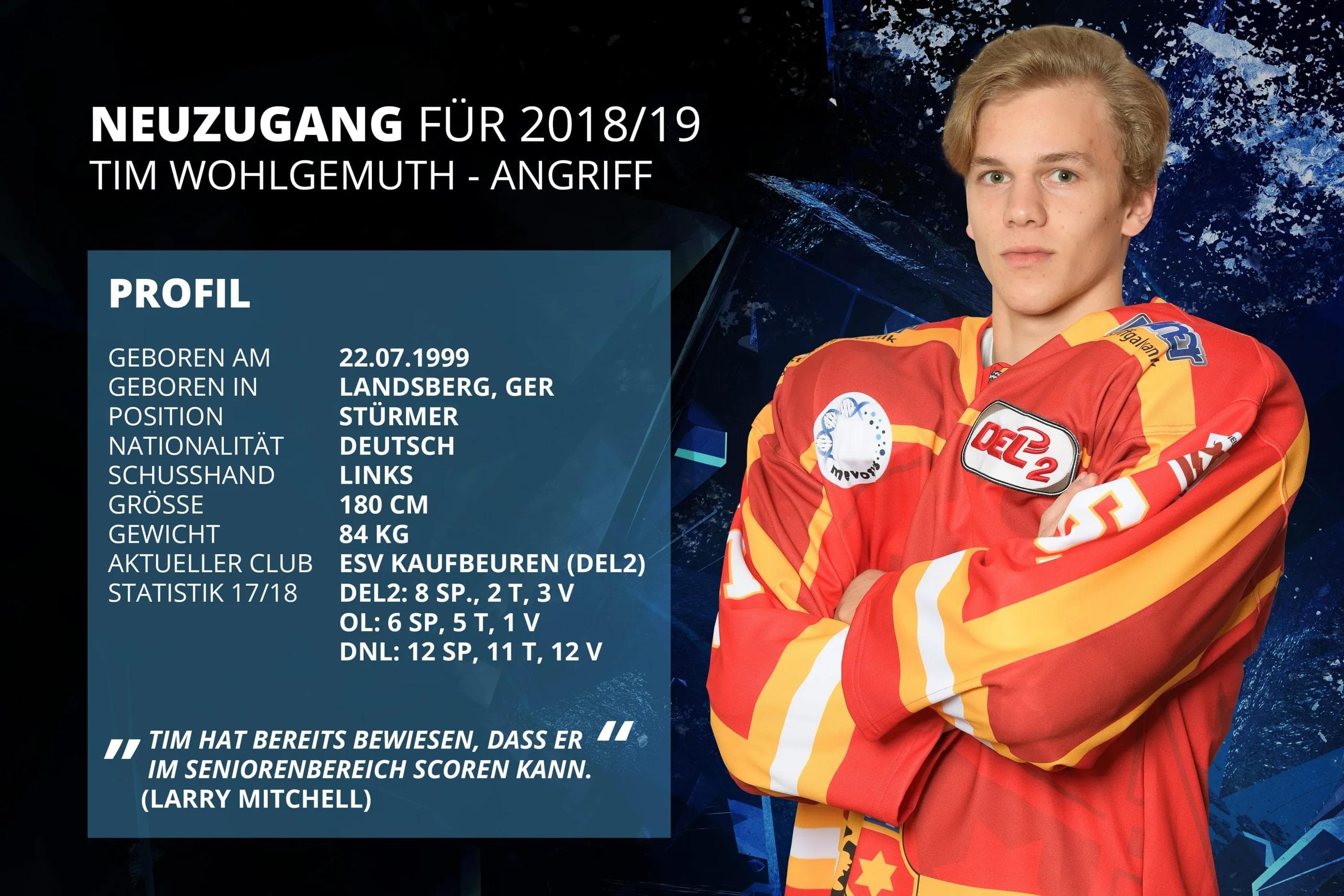 Tim Wohlgemuth kommt im Sommer vom ESV Kaufbeuren.
