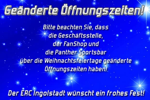 Veränderte Öffnungszeiten über die Weihnachtsfeiertage