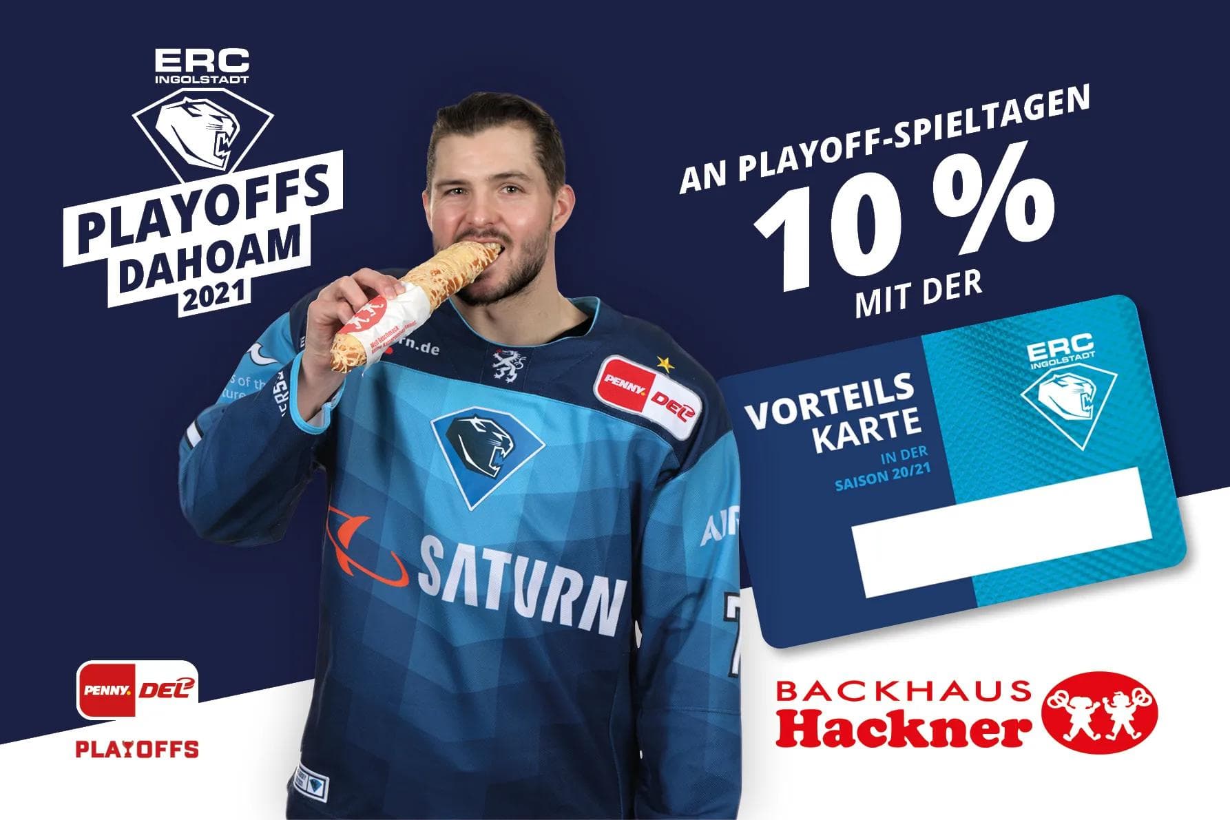 Exklusiv für ERC-Vorteilskarteninhaber: an Playoff-Spieltagen 10% Rabatt beim Backhaus Hackner...